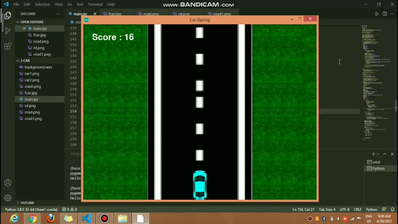 Python Car Game with Source Code 🚗