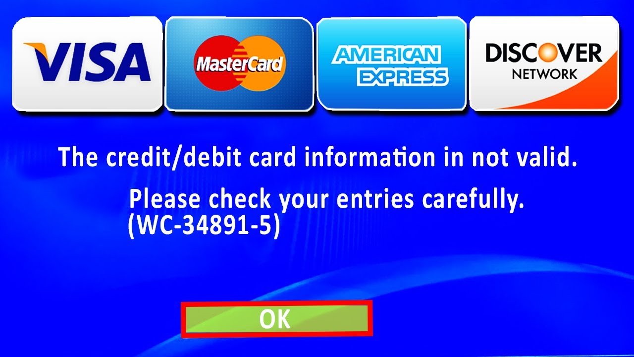 Fix PS4 WC-34891-5 Credit Card Error 💳