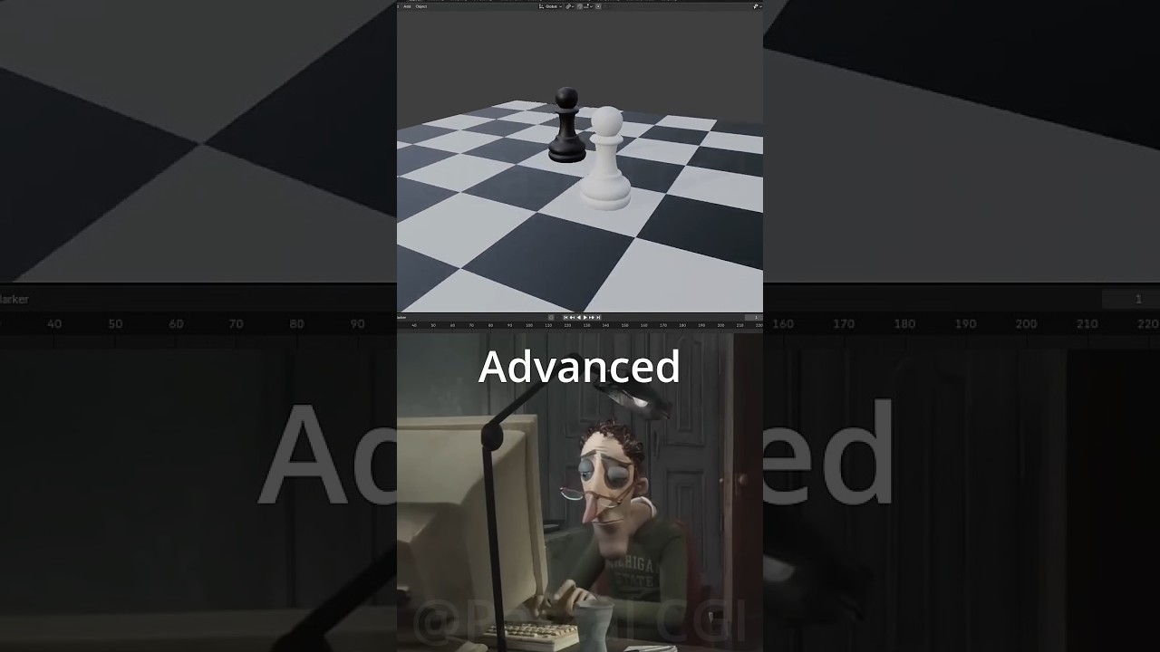 Blender Noob vs Pro Modeling a Pawn #blendertutorial #blenderforbegginer #blender #3d #tutorial