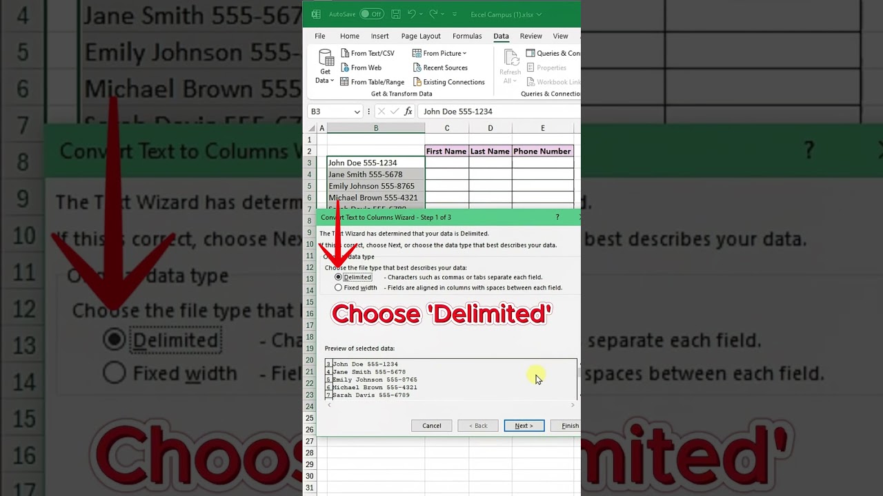 Excel: Split Text into Columns Easily