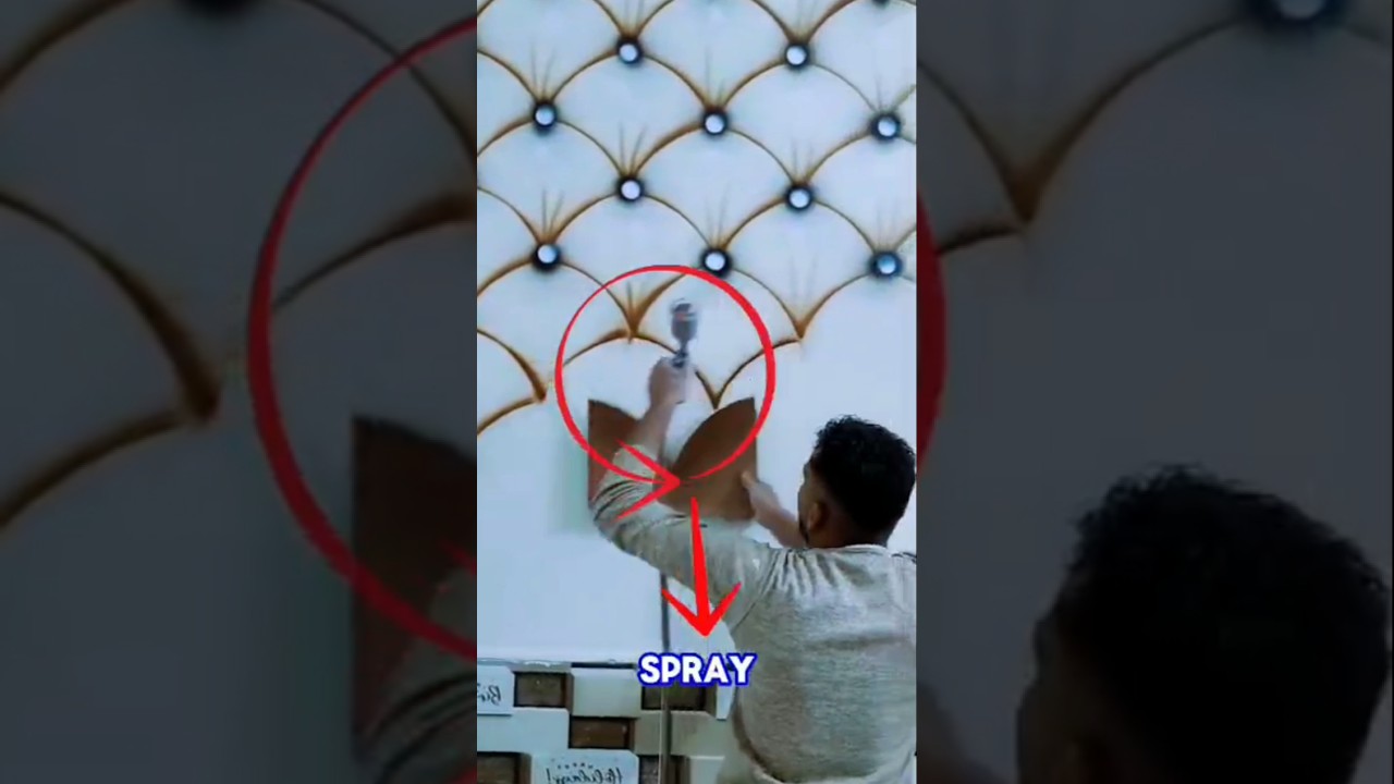 Amazing 3D Wall Design Tutorial Using Spray Gun & Stencil | Easy Luxury Wall Painting Idea #shorts