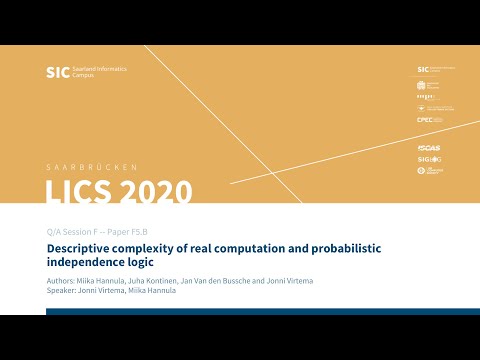 F5.B — Descriptive complexity of real computation and probabilistic independence logic