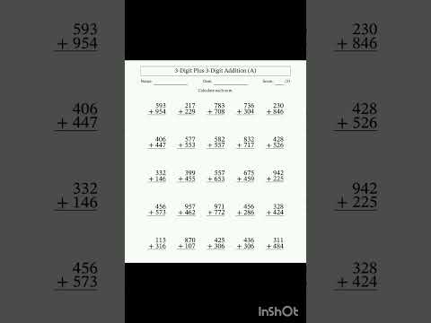 3 digit addition worksheet #trending #education #maths #addition #worksheet #3digit