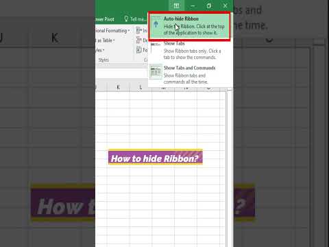 How to hide excel Ribbon in excel #shorts #excel
