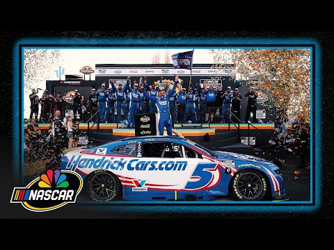 Kyle Larson hoists Bill France Cup after 2025 NASCAR Cup Series win at Phoenix | Motorsports on NBC