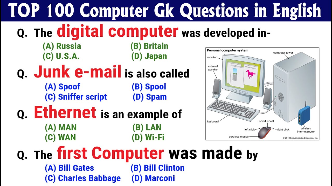 TOP 100 Top 100 Computer GK Questions & Answers for Exams 📚