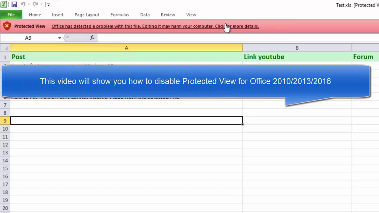 Easily Disable Protected View in MS Excel & Word (Office 2010-2016) 🚫