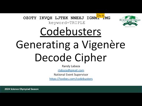 Codebusters - Generating a Vigenère Decode Cipher