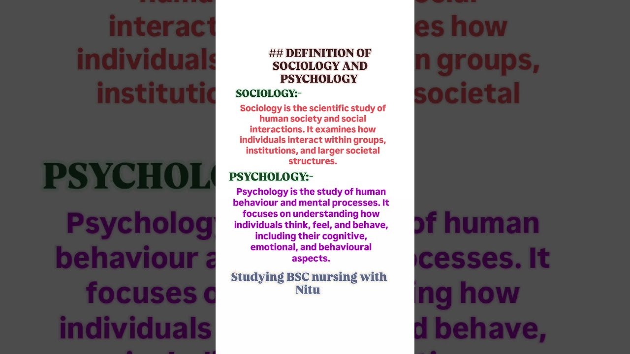 BSc Nursing: Sociology & Psychology in Healthcare 🏥