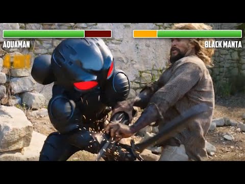 Aquaman vs. Black Manta WITH HEALTHBARS | Italy Fight | HD | Aquaman