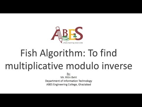 Fish Algorithm: To find multiplicative modulo inverse by Mr. Ritin Behl [Cryptography]