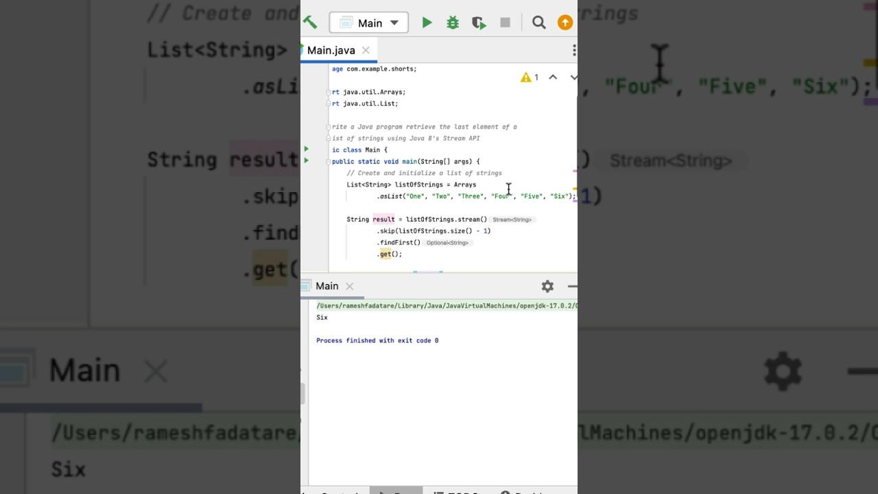 Java 8 Program 8 - How to Retrieve Last Element of a List of Strings #java #coding #interview
