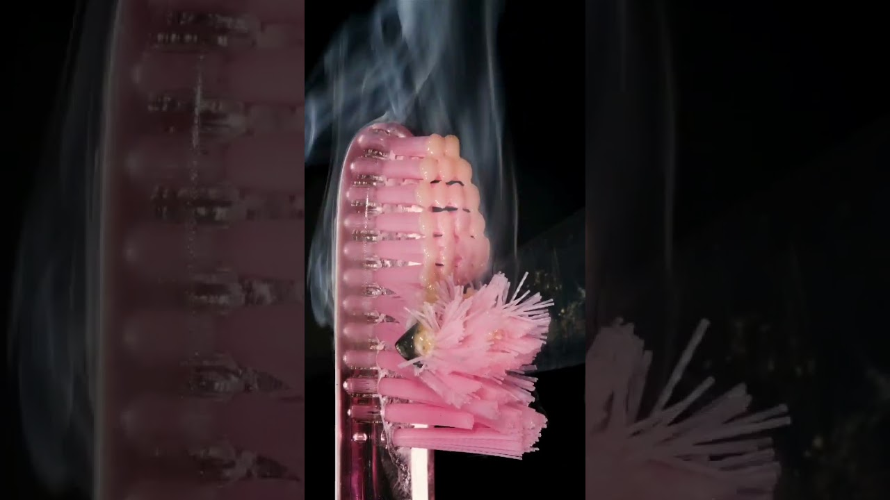 object_videos Toothbrush and hot knife🔪#asmr #macrovideo