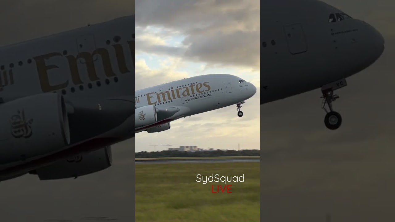 Spectacular Sunrise Takeoff of Emirates Airbus A380 ✈️