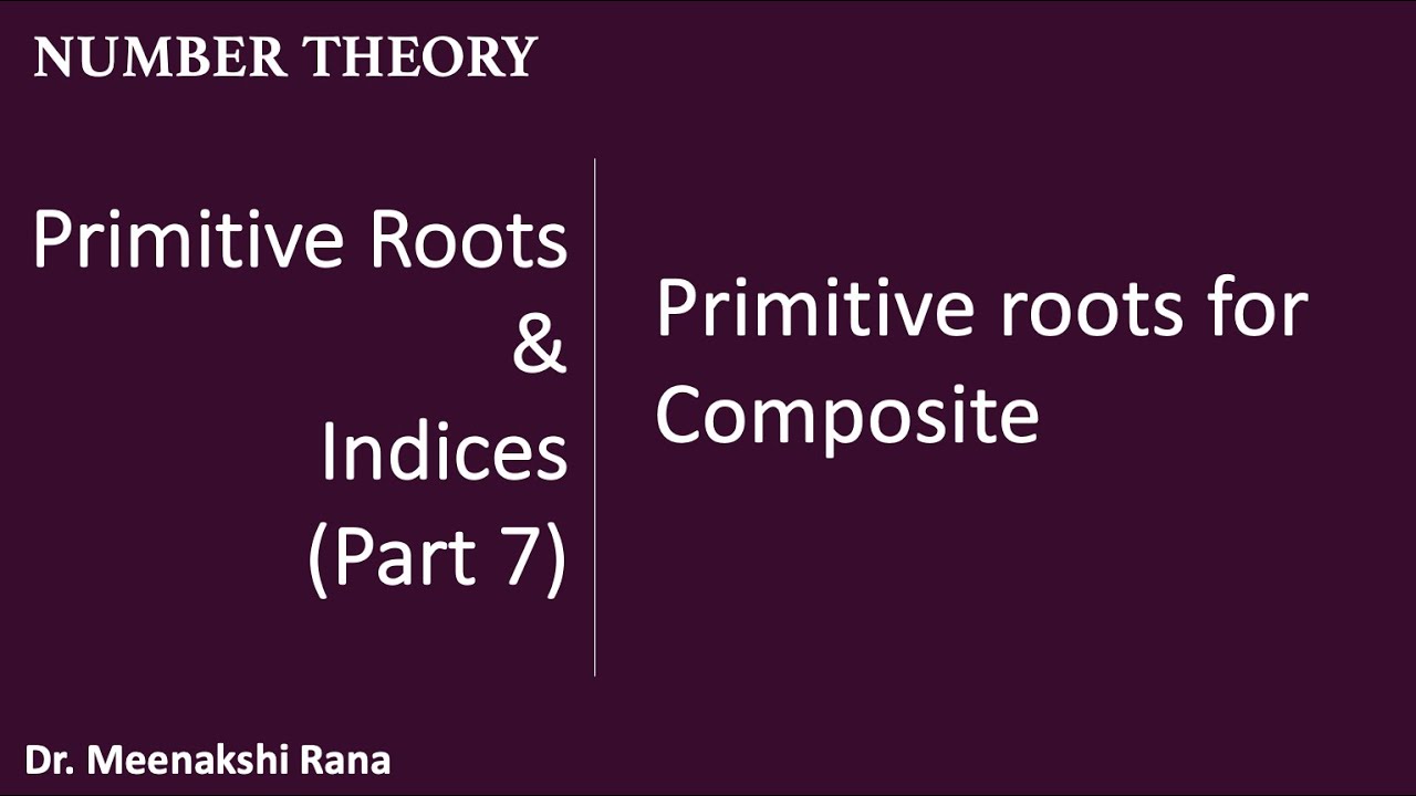 Primitive Roots & Indices - Lecture 7 π