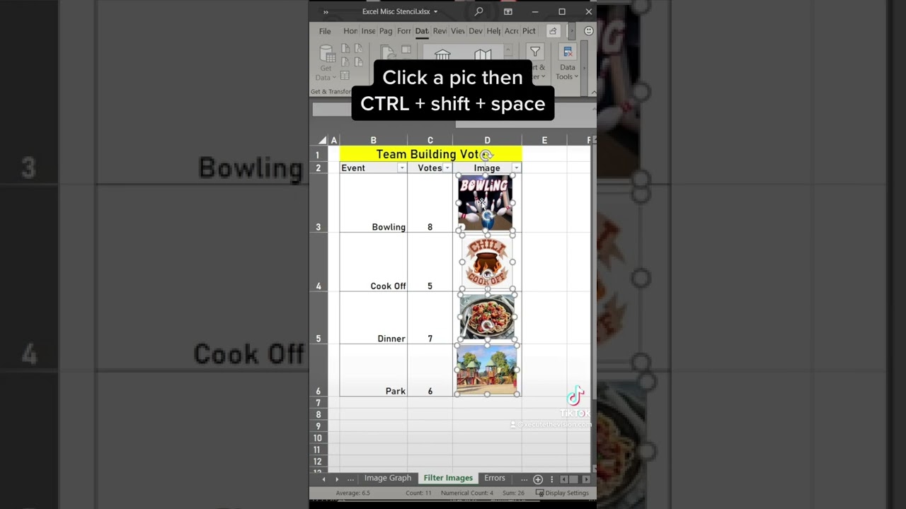 Excel Tip: Filtering Data While Maintaining Image Size