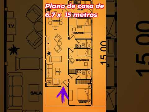 Mira Plano de casa de 6 7 x 15 metros #diseño #casa #planosdearquitectura
