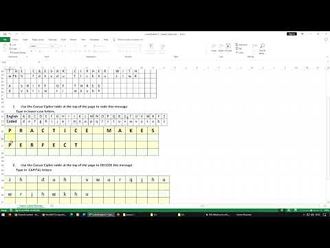 Y7-05 Spreadsheets and Code Breaking 2 Caesar Cipher