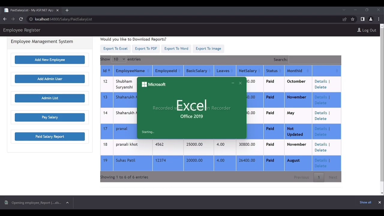 Create Excel, PDF & Word Reports in C# MVC 📊