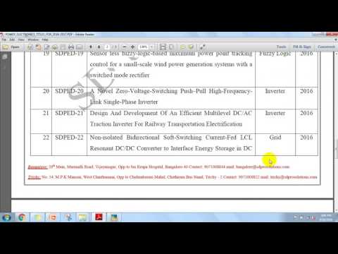 ieee 2016-2017 power electronics projects title list at bangalore