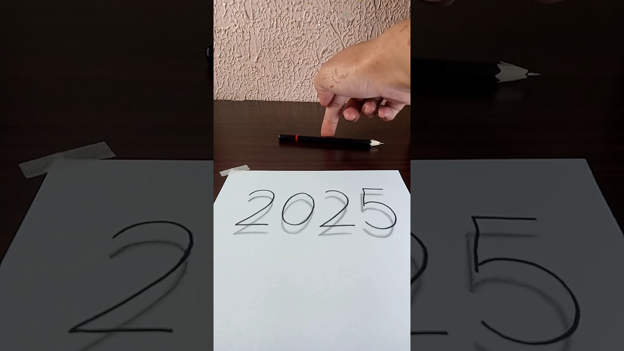 2025 Drawing 3D Illusions ππ₯βοΈ Happy New year 2025 drawing #shorts #3dart #2025 #happynewyear2025