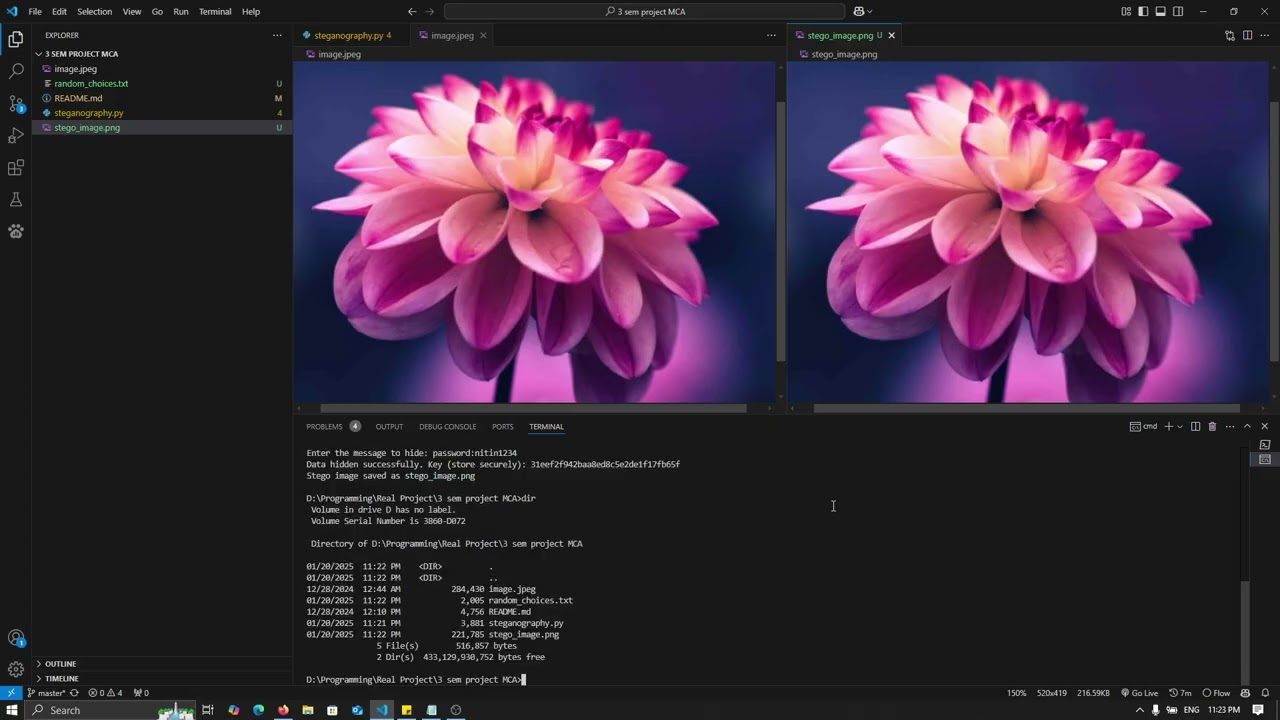 Advanced AES Steganography: Secure Image Hiding with Randomized LSB & RGB Selection 🔒