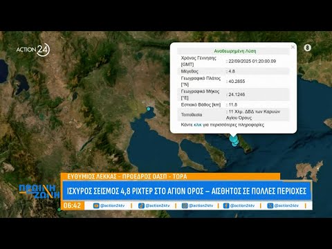 Ισχυρός σεισμός 4,8 ρίχτερ στο Άγιον Όρος - Αισθητός σε πολλές περιοχές - Πρέπει να μας ανησυχεί;