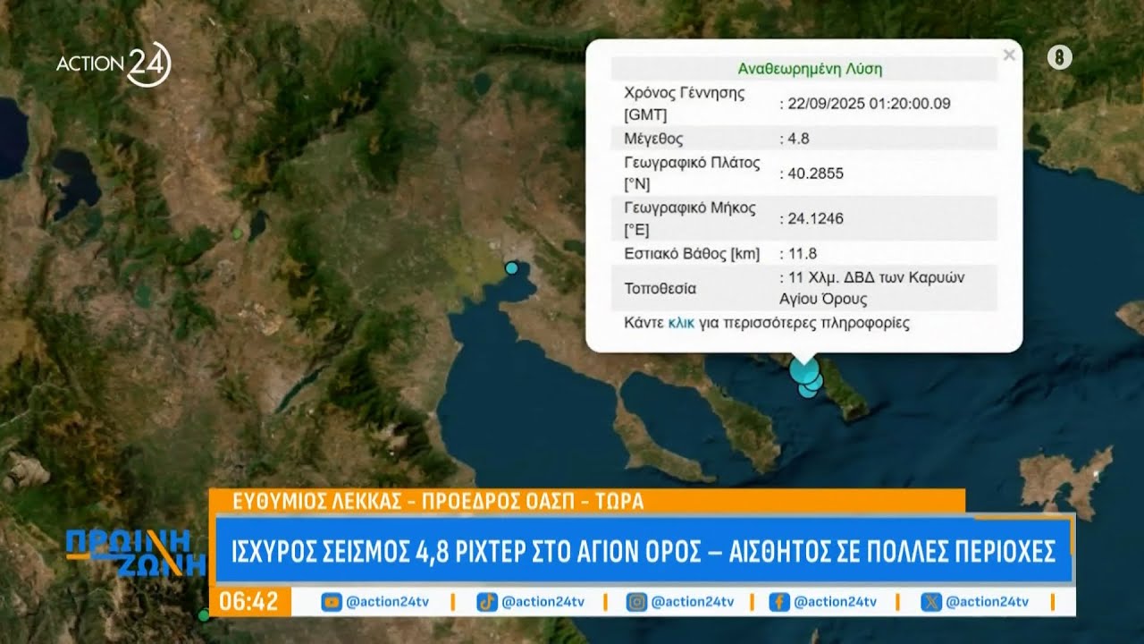 Ισχυρός σεισμός 4,8 Ρίχτερ στο Άγιον Όρος: Πρέπει να ανησυχούμε; ⚠️