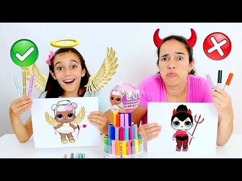 COLORINDO COM 3 CORES ★ NOVAS LOL Surprise - Série GLAM GLITTER | 3 MARKER CHALLENGE com a Mamãe