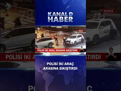 Polisi İki Araç Arasına Sıkıştırdı! O Anlar Kamerada
