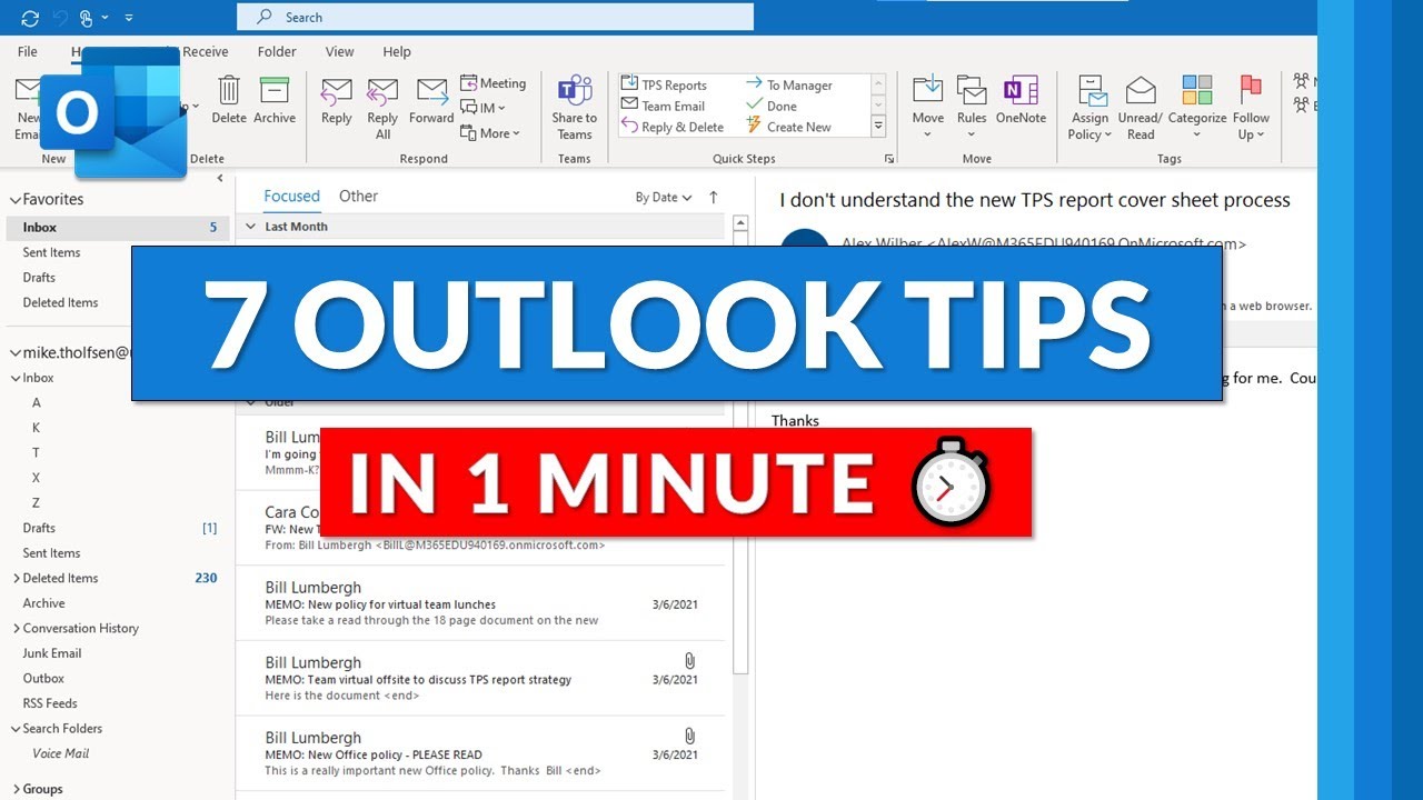 7 Quick Outlook Tips & Tricks in 1 Minute ⏱️