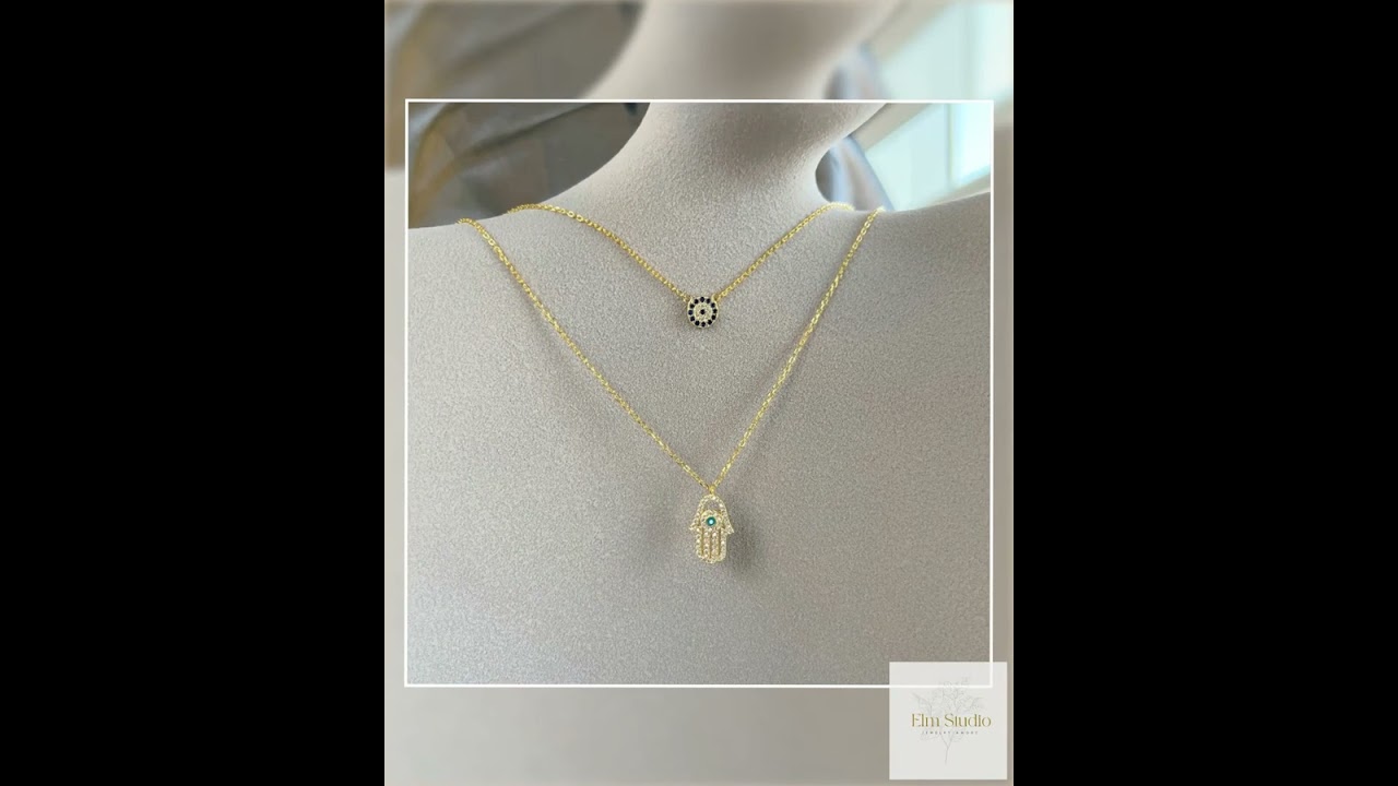 Double Protection: Stylish Hamsa Hand & Evil Eye Necklace ✨