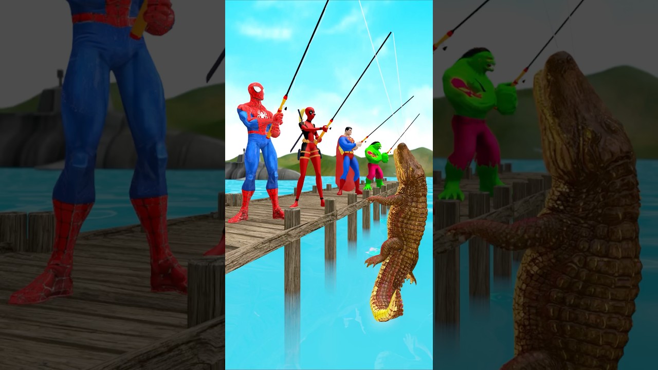 Spider-Man's Fishing Challenge vs Hulk, Deadpool & Superman 🎣