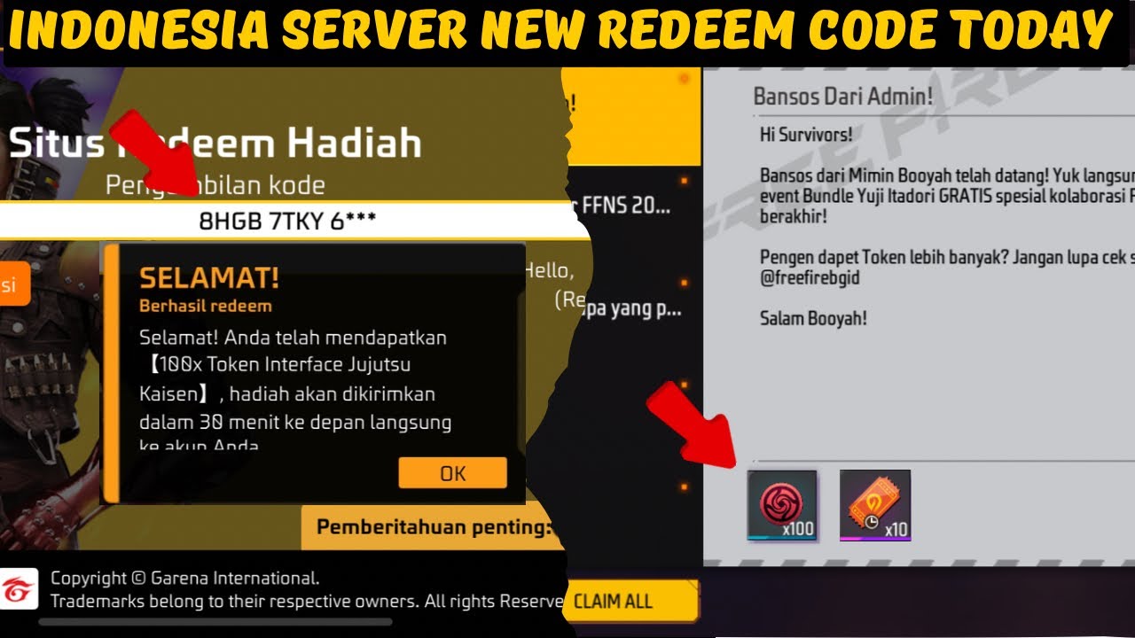 FF Indonesia Server New Redeem Code Today ๐ฅ