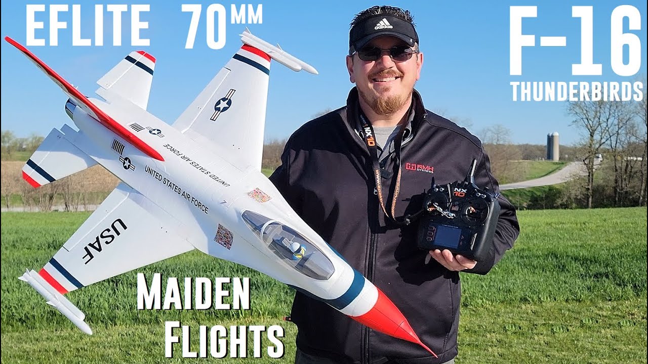 E-flite F-16 Thunderbirds 70mm - Spectacular Maiden Flight! βοΈ