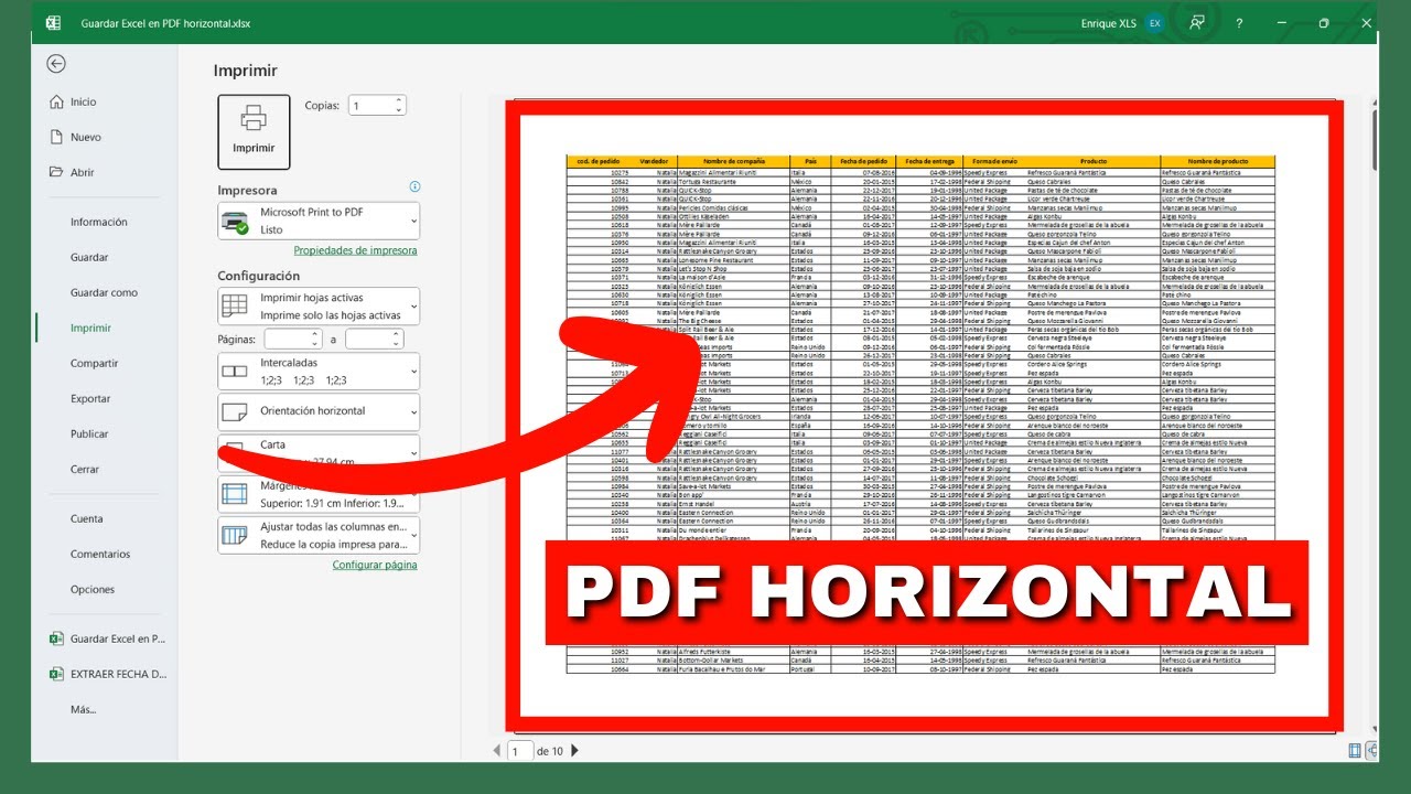 Convierte Excel a PDF Horizontal Fácil y Gratis