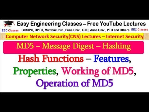 MD5 in Hindi - Message Digest, Hash Functions, Working and Operation of MD5 - Network Security