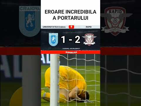 Craiova vs Rapid 1-2 Eroare incredibila a portarului #video #fotbal #liga1 #romania #craiova #rapid