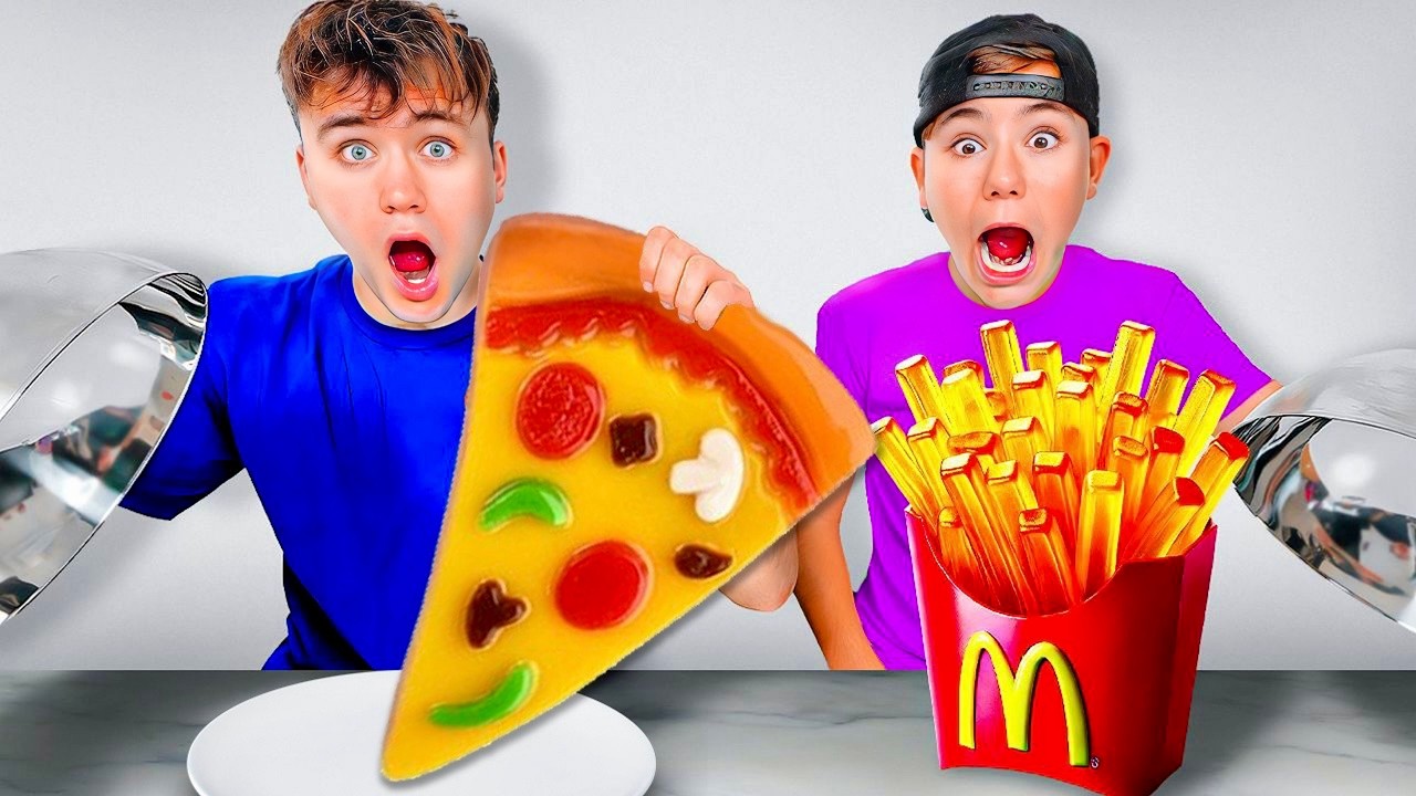 Gummy vs Real Food Challenge 🍬🍽️