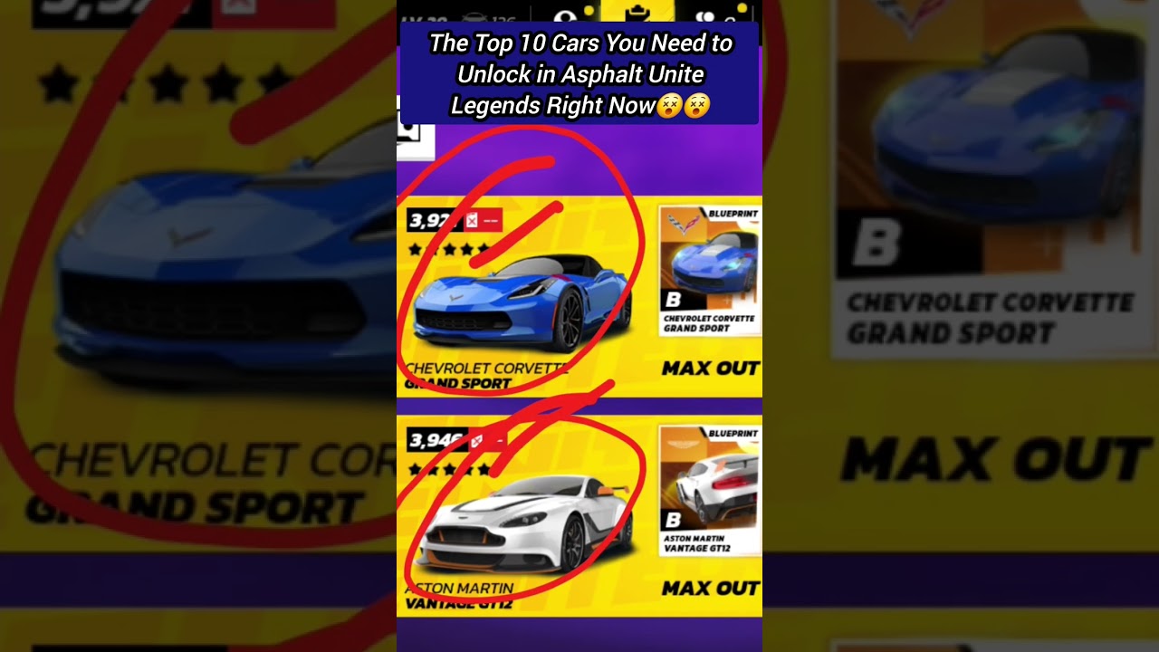 Top 10 Cars to Unlock in Asphalt Unite Legends 🚗