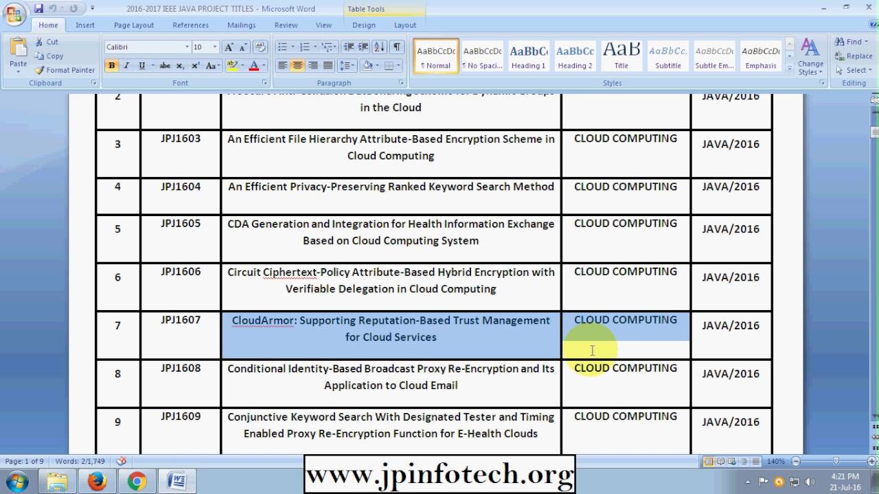 IEEE Cloud Computing Projects