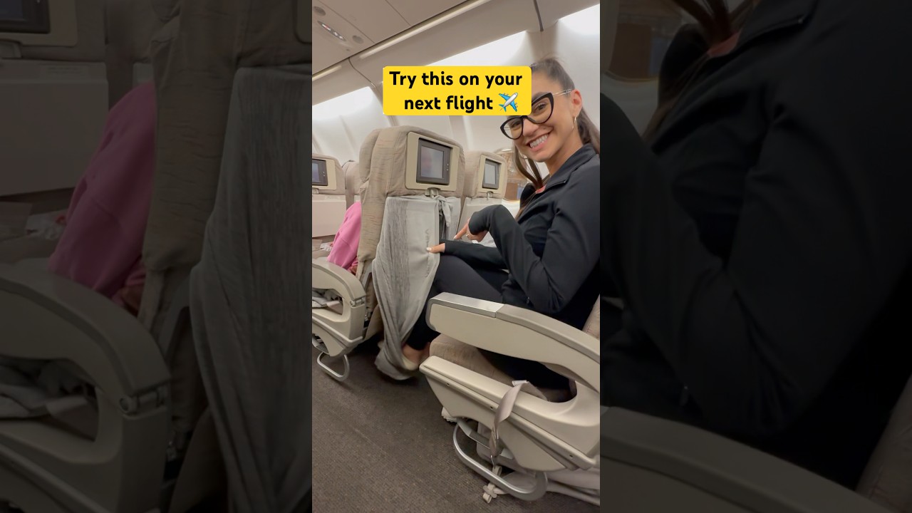 Plane travel hack! How to make a foot hammock for the plane! ✈️ #travel #traveltips #shorts