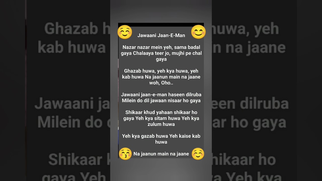 Jawani Janeman Female Lyrics 🎶