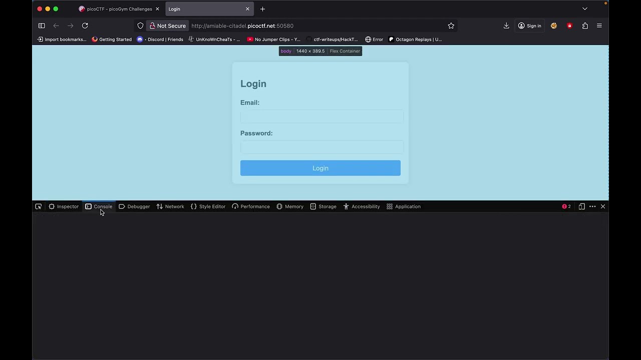 PicoCTF Crack the Gate 1 Web Challenge 🔓