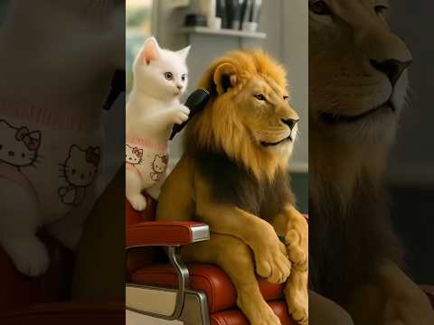Lion Went to a Kitten Barber… BIG Mistake! 🐱✂️🦁 Funny AI Animation #ai猫