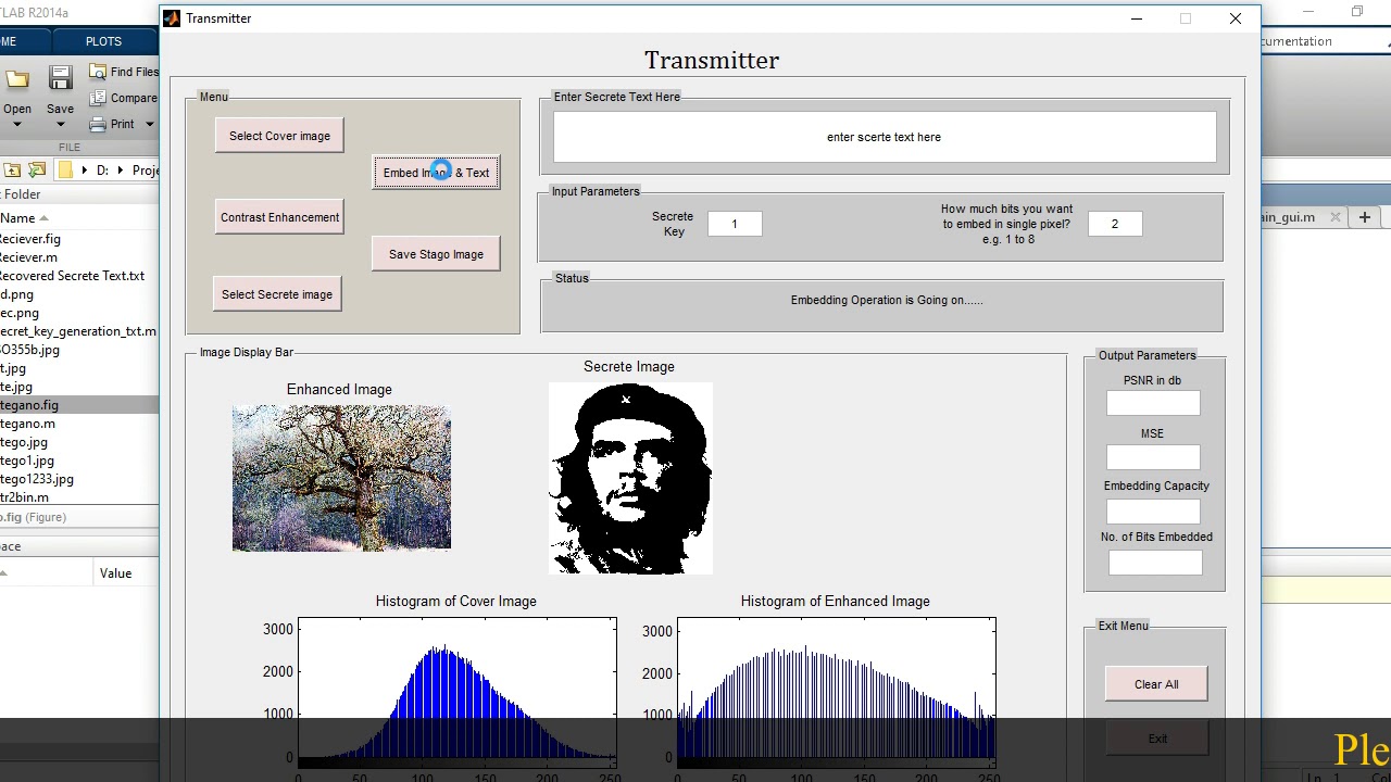 MATLAB code of Reversible Image & Text data hiding with Contrast Enhancement