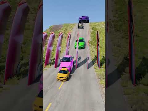 Colorful Small to Giant Cars vs Big Spikes