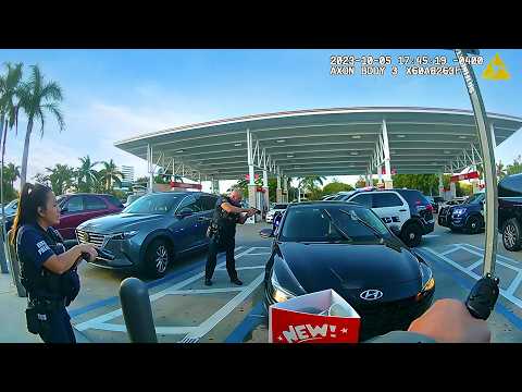 Suspect Starts Ramming Police at Gas Station