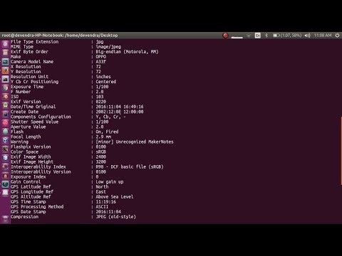 metadata extraction using ExifTool on ubuntu 17.04
